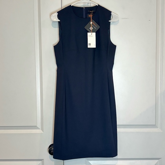 NWT Quince 3D Stretch Italian Wool Sleeveless Sheath Dress Navy Blue S - Picture 1 of 11